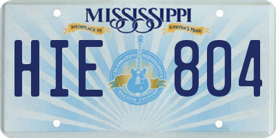 MS license plate HIE804