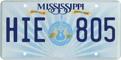 MS license plate HIE805
