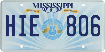 MS license plate HIE806