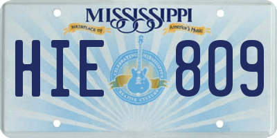 MS license plate HIE809