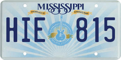 MS license plate HIE815