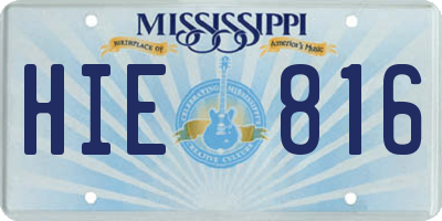 MS license plate HIE816