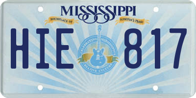 MS license plate HIE817