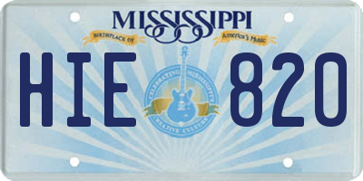 MS license plate HIE820