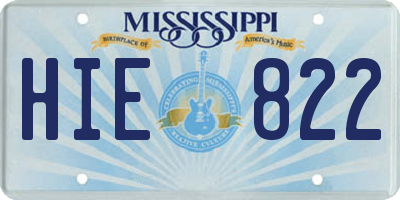 MS license plate HIE822