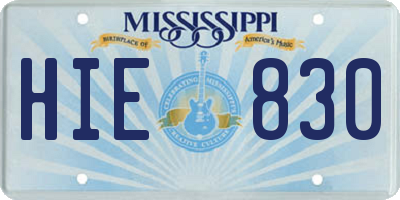 MS license plate HIE830
