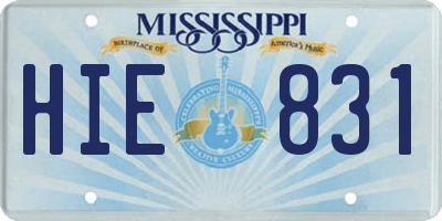 MS license plate HIE831