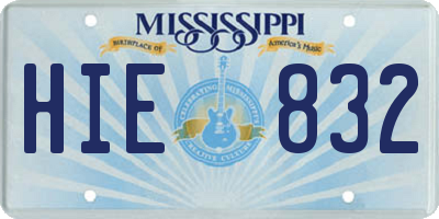 MS license plate HIE832