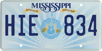 MS license plate HIE834