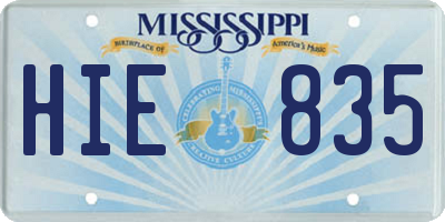 MS license plate HIE835