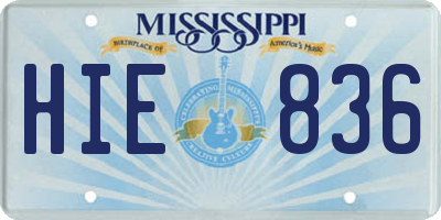 MS license plate HIE836
