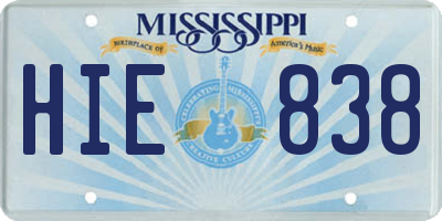 MS license plate HIE838