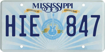 MS license plate HIE847