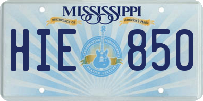 MS license plate HIE850