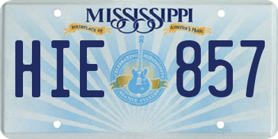 MS license plate HIE857