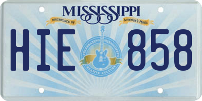 MS license plate HIE858