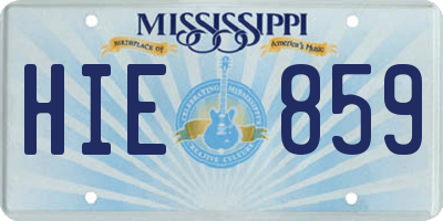 MS license plate HIE859