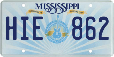 MS license plate HIE862