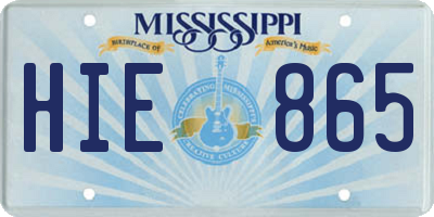 MS license plate HIE865
