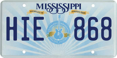 MS license plate HIE868