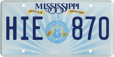 MS license plate HIE870