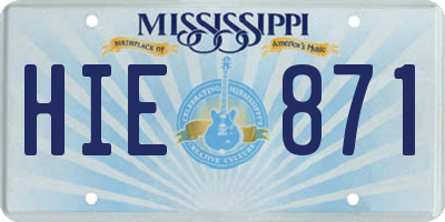 MS license plate HIE871