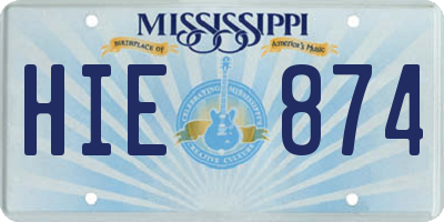 MS license plate HIE874
