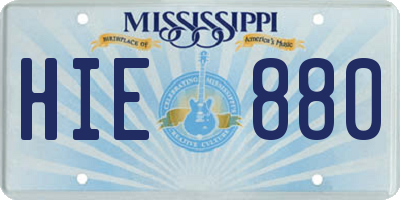 MS license plate HIE880