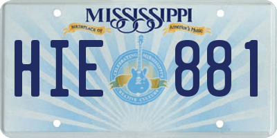 MS license plate HIE881