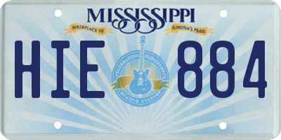 MS license plate HIE884