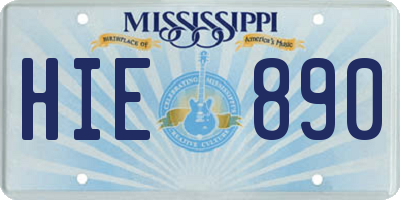MS license plate HIE890