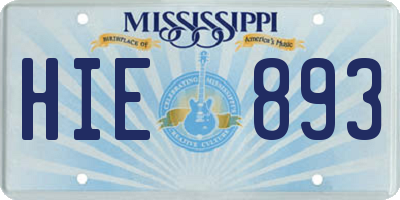 MS license plate HIE893