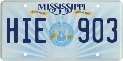 MS license plate HIE903