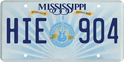 MS license plate HIE904