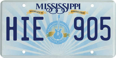 MS license plate HIE905