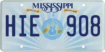 MS license plate HIE908