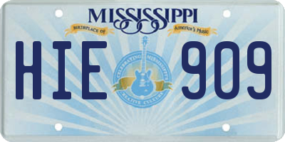 MS license plate HIE909