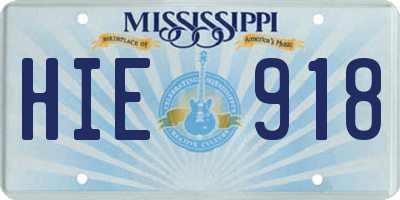 MS license plate HIE918
