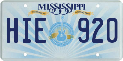 MS license plate HIE920