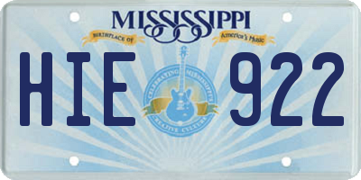 MS license plate HIE922