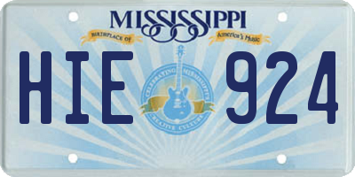 MS license plate HIE924