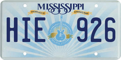 MS license plate HIE926
