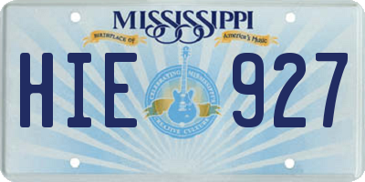 MS license plate HIE927