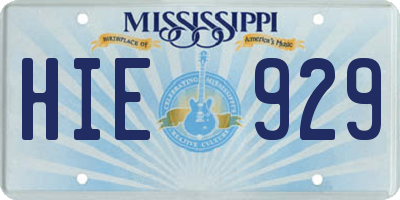 MS license plate HIE929