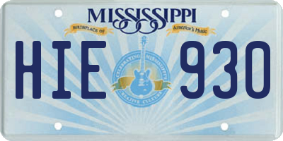 MS license plate HIE930