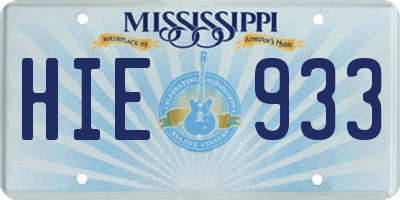MS license plate HIE933