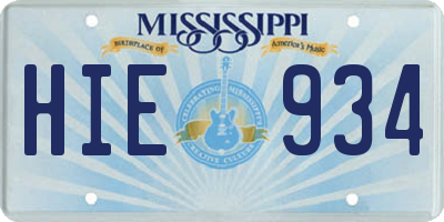 MS license plate HIE934