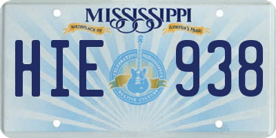 MS license plate HIE938