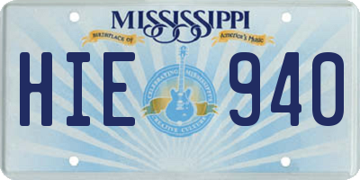 MS license plate HIE940