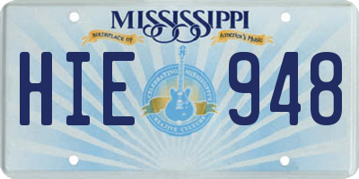 MS license plate HIE948
